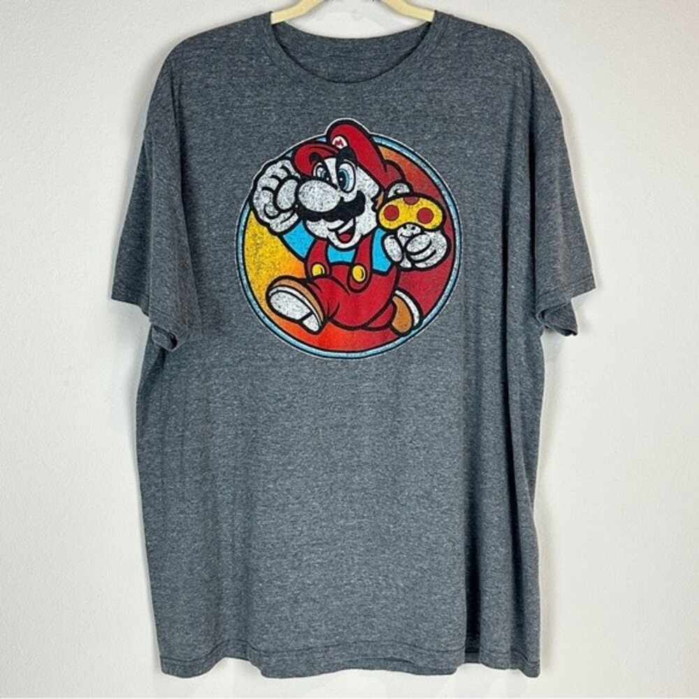 Super Mario Bros Nintendo Grey Graphic Short Sleeve T-shirt 2XL